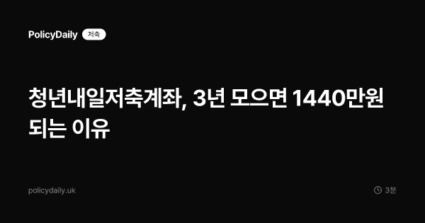 청년내일저축계좌, 3년 모으면 1440만원 되는 이유